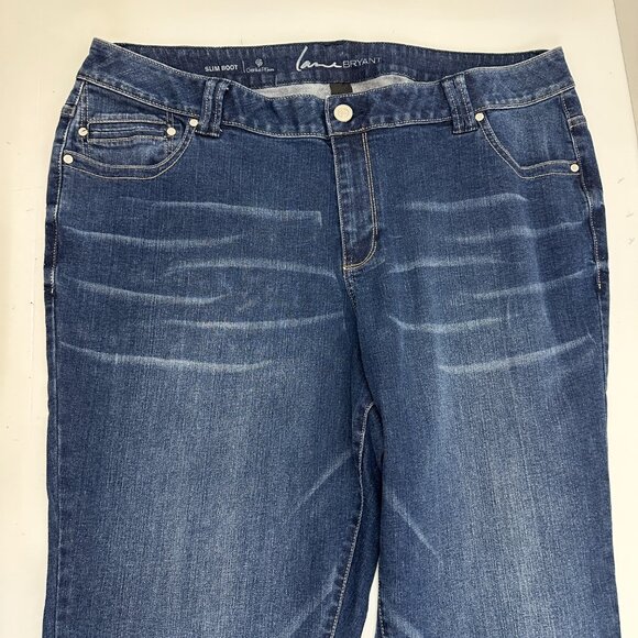 Lane Bryant Slim Boot Women's size 24 Tall Dark Wash Blue Denim jeans - Picture 2 of 4